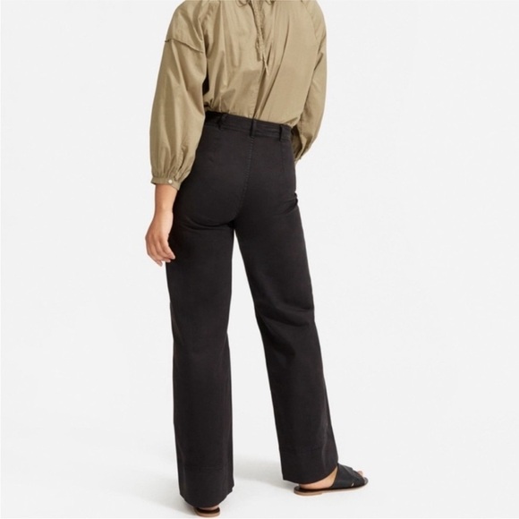 Everlane The Lightweight Button Fly Wide Leg High Rise Chino Pants in Black - Picture 3 of 10